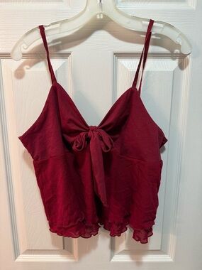 NWOT Women’s  Burgundy Tie-Front Adjustable Strap Crop Top size XL